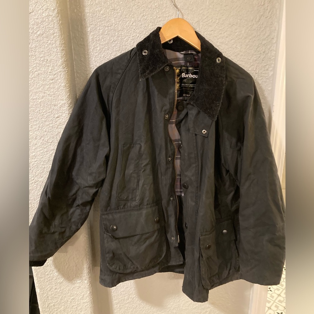 Barbour Grey Bedale Wax Jacket/coat size Medium men’s with hood